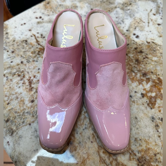 Lulu’s pink slip on heeled mules size 6.5 - Picture 11 of 14